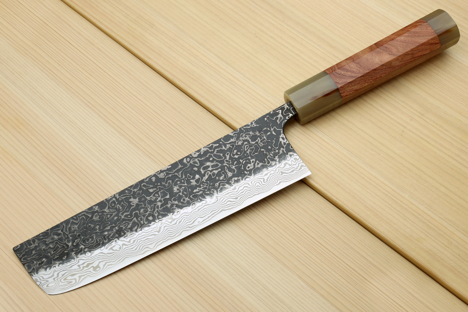 Yoshihiro Black-Forged High Performance SLD Damascus Steel Masashi Nakiri Vegetable knife Ironwood Handle