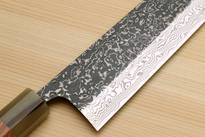 Yoshihiro Black-Forged High Performance SLD Damascus Steel Masashi Nakiri Vegetable knife Ironwood Handle