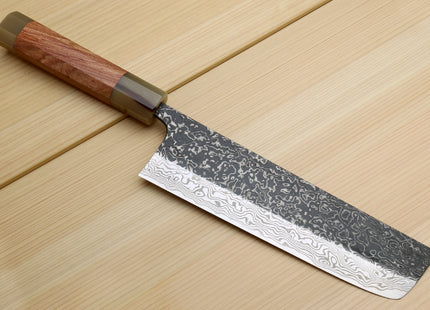 Yoshihiro Black-Forged High Performance SLD Damascus Steel Masashi Nakiri Vegetable knife Ironwood Handle
