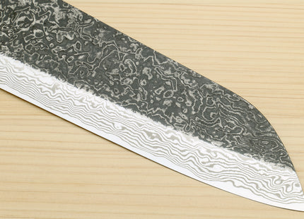 Yoshihiro Black-Forged High Performance SLD Damascus Steel Masashi Santoku Multipurpose Chef Knife Ironwood Handle
