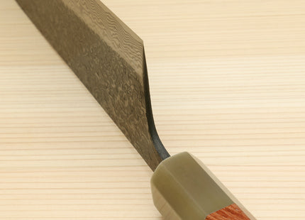 Yoshihiro Black-Forged High Performance SLD Damascus Steel Masashi Santoku Multipurpose Chef Knife Ironwood Handle
