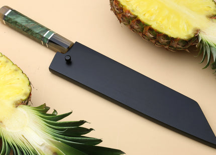 Yoshihiro Damascus SG2 (R2) Semi-Stainless Kiritsuke Chef Knife, Triple Ring Stabilized Maple Burl Handle