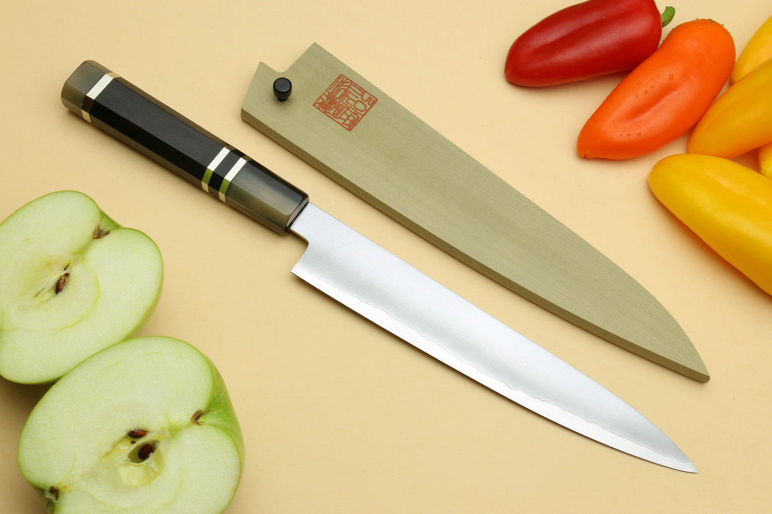 Yoshihiro Ginsan High Carbon Stainless Steel Petty Utility Knife Triple Ring Ebony Handle