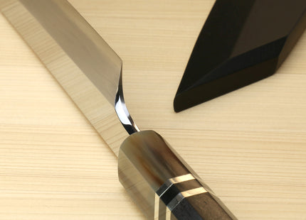 Yoshihiro Gintsuru Ginsan Stainless Steel Yanagi Kiritsuke Mirror Finished Sushi Sashimi Japanese Knife Ebony Handle with Triple Ring Ebony Handle