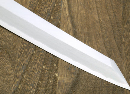 Yoshihiro Gintsuru Ginsan Stainless Steel Yanagi Kiritsuke Sushi Sashimi Japanese Knife with Stabilized Maple Burl Handle and Magnolia Saya Cover