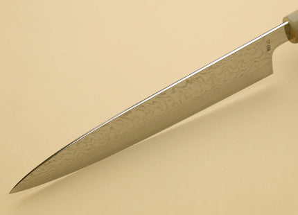Yoshihiro HAP40 High Speed Stainless Steel Damascus Gyuto Chefs Knife, Octagonal Ebony Wood Handle with Triple Ring