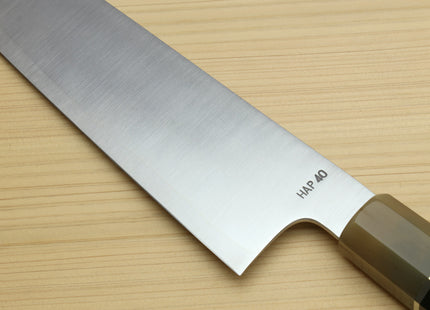 Yoshihiro HAP40 High Speed Stainless Steel Gyuto Chefs Knife Triple Ring Ebony Handle