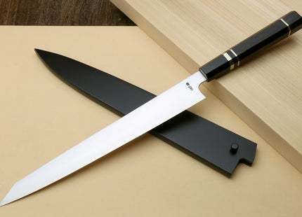 Yoshihiro HAP40 High Speed Stainless Steel Sujihiki-Kiritsuke Slicer Knife Triple Nickel Silver Ring and Ebony Handle
