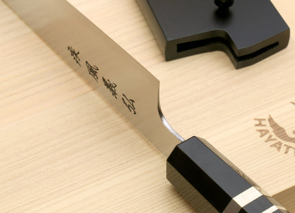 Yoshihiro HAP40 High Speed Stainless Steel Sujihiki-Kiritsuke Slicer Knife Triple Nickel Silver Ring and Ebony Handle