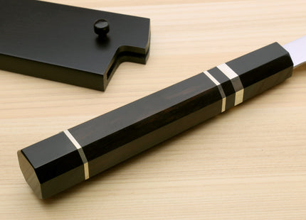Yoshihiro HAP40 High Speed Stainless Steel Sujihiki-Kiritsuke Slicer Knife Triple Nickel Silver Ring and Ebony Handle