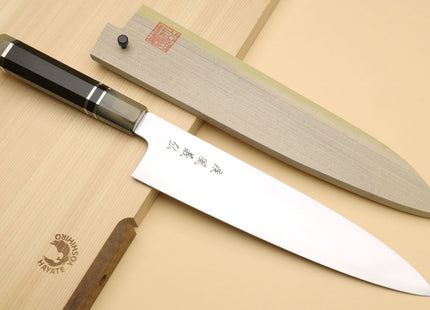 Yoshihiro Hayate ZDP-189 Super High Carbon Stainless Steel Damascus Gyuto Chef Knife Octagonal Ebony Wood Handle with Triple Ring