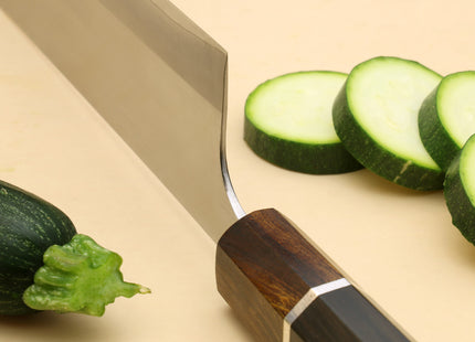 Yoshihiro Hayate ZDP-189 Super High Carbon Stainless Steel Nakiri Vegetable Chef Knife 7" (180mm) Premium Ebony wood Handle with Sterling Silver Nuri Saya Cover