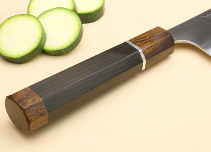 Yoshihiro Hayate ZDP-189 Super High Carbon Stainless Steel Nakiri Vegetable Chef Knife 7" (180mm) Premium Ebony wood Handle with Sterling Silver Nuri Saya Cover