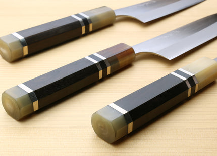 Yoshihiro Hayate ZDP-189 Super High Carbon Stainless Steel Petty Utility Chefs Knife Octagonal Ebony wood Handle with Triple ring