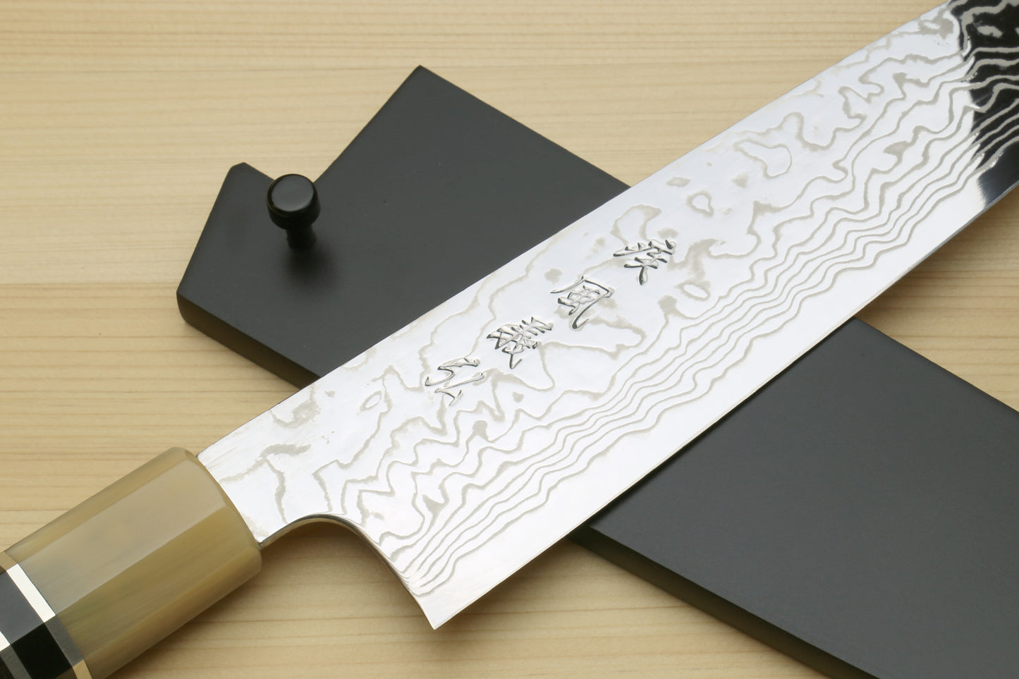 Yoshihiro Hayate ZDP-189 Super High Carbon Stainless Steel Suminagashi Gyuto Chef Knife Octagonal Ebony Wood Handle with Triple Ring