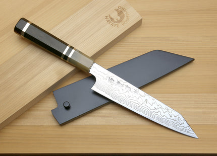 Yoshihiro Hayate ZDP-189 Super High Carbon Stainless Steel Suminagashi Petty Kiritsuke Knife Octagonal Ebony wood Handle with Triple ring
