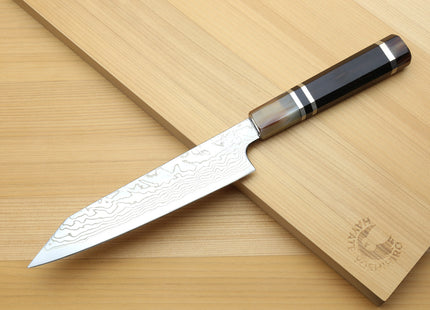 Yoshihiro Hayate ZDP-189 Super High Carbon Stainless Steel Suminagashi Petty Kiritsuke Knife Octagonal Ebony wood Handle with Triple ring