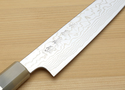 Yoshihiro Hayate ZDP-189 Super High Carbon Stainless Steel Suminagashi Petty Kiritsuke Knife Octagonal Ebony wood Handle with Triple ring