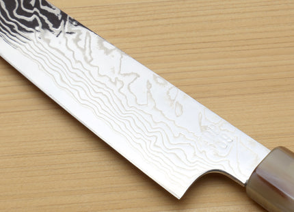 Yoshihiro Hayate ZDP-189 Super High Carbon Stainless Steel Suminagashi Petty Kiritsuke Knife Octagonal Ebony wood Handle with Triple ring