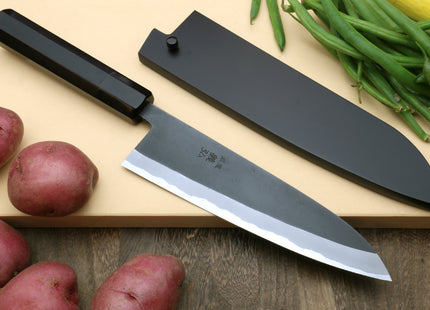 Yoshihiro High Carbon Blue Steel #2 Kurouchi Gyuto Japanese Multipurpose Knife with Ebony Wood Handle