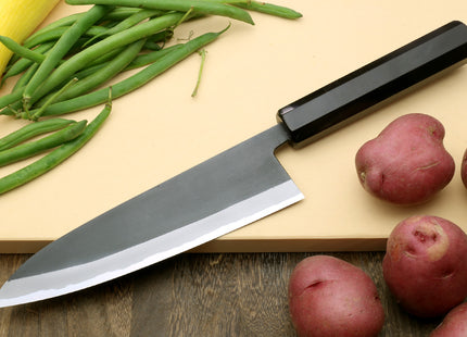 Yoshihiro High Carbon Blue Steel #2 Kurouchi Gyuto Japanese Multipurpose Knife with Ebony Wood Handle