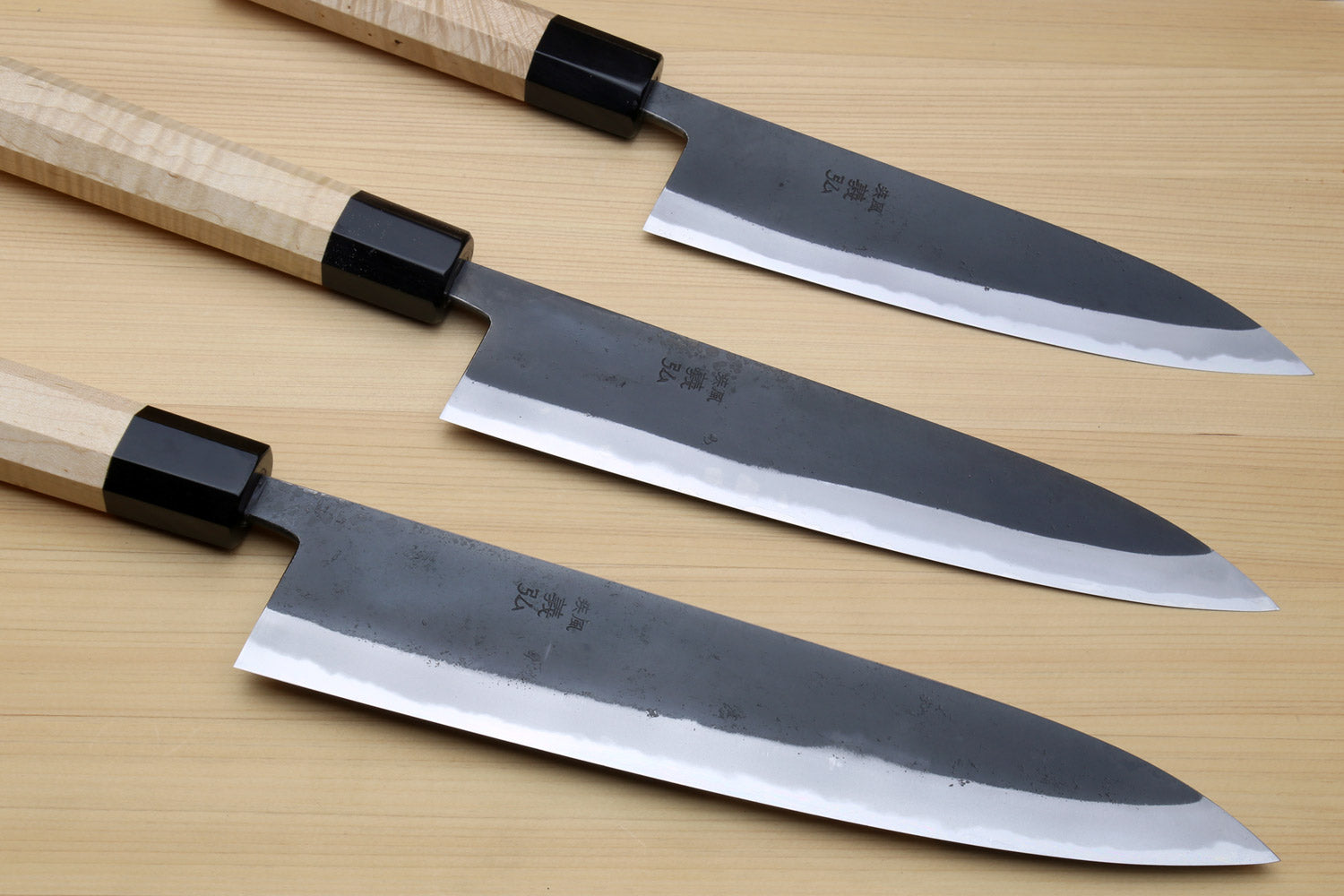 Yoshihiro High Carbon Blue Steel #2 Kurouchi Gyuto Japanese Multipurpose Knife with Kaede Handle