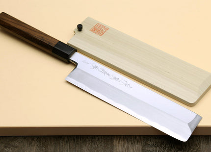 Yoshihiro Hongasumi Blue Steel Edo Usuba Traditional Japanese Vegetable Chopping Chef Knife, Rosewood Handle