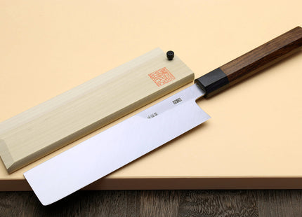 Yoshihiro Hongasumi Blue Steel Edo Usuba Traditional Japanese Vegetable Chopping Chef Knife, Rosewood Handle
