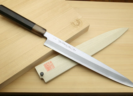Yoshihiro Hongasumi Blue Steel Yanagi Sushi Sashimi Japanese Knife Ebony Handle