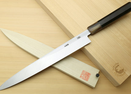 Yoshihiro Hongasumi Blue Steel Yanagi Sushi Sashimi Japanese Knife Ebony Handle