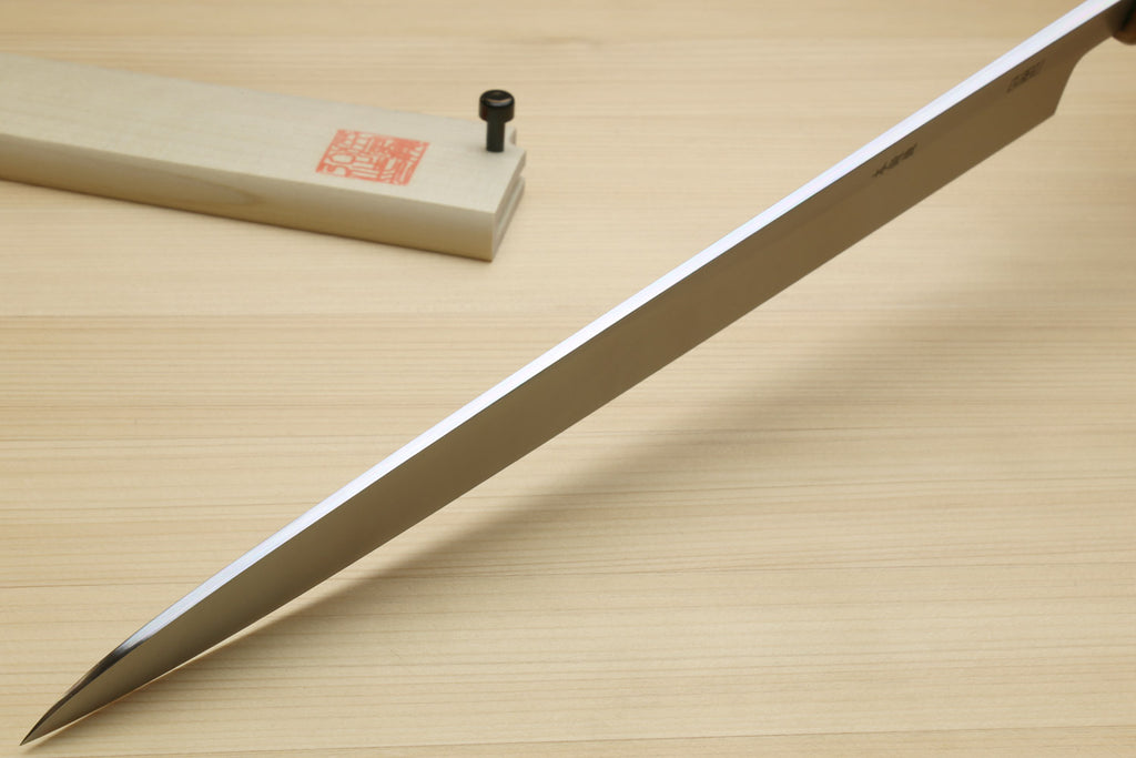 Yoshihiro Hongasumi Blue Steel Yanagi Sushi Sashimi Japanese Knife Ebony Handle