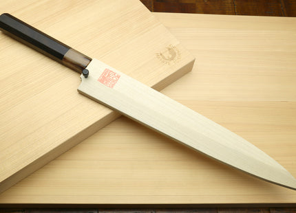 Yoshihiro Hongasumi Blue Steel Yanagi Sushi Sashimi Japanese Knife Ebony Handle