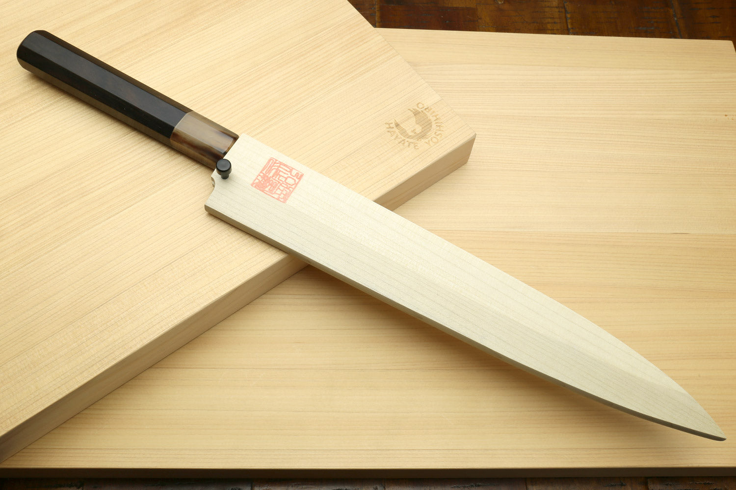 Yoshihiro Hongasumi Blue Steel Yanagi Sushi Sashimi Japanese Knife Ebony Handle