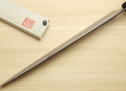 Yoshihiro Hongasumi Ginsanko Mirror Polished High Carbon Stain Resistant Steel Yanagi Sashimi Knife Ebony Handle
