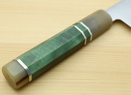 Yoshihiro Inox Honyaki Stain Resistant Steel Wa Sujihiki Slicer Knife with Stabilized Maple Burl Handle and Magnolia Saya