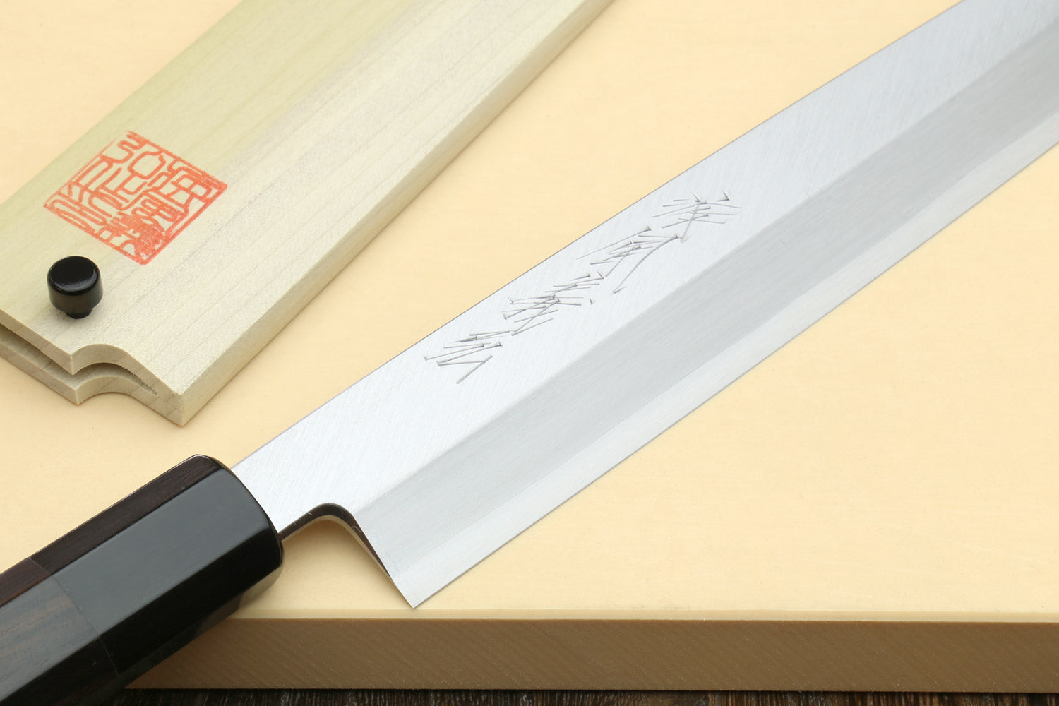 Yoshihiro HAP40 High Speed Stainless Steel Sujihiki-Kiritsuke Slicer Knife Triple Nickel Silver Ring and Ebony Handle