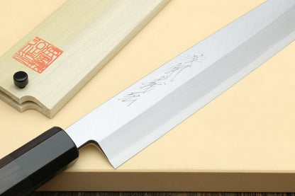 Yoshihiro HAP40 High Speed Stainless Steel Sujihiki-Kiritsuke Slicer Knife Triple Nickel Silver Ring and Ebony Handle