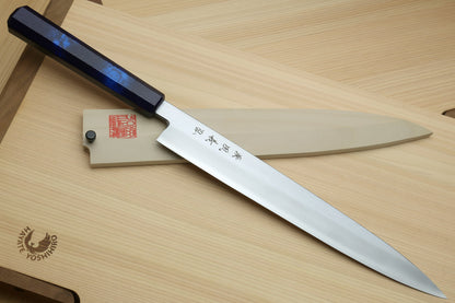 Yoshihiro Inox Stainless Steel Yanagi Sushi Sashimi Japanese Knife with Saya Cover - Handle Type B