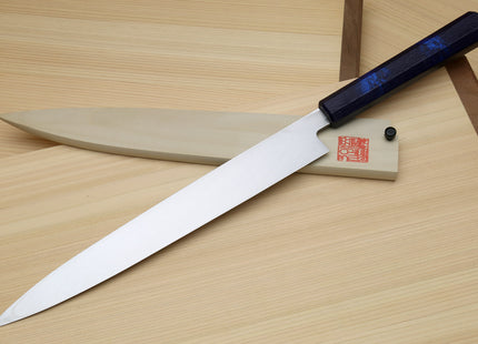 Yoshihiro Inox Stainless Steel Yanagi Sushi Sashimi Japanese Knife with Saya Cover - Handle Type B