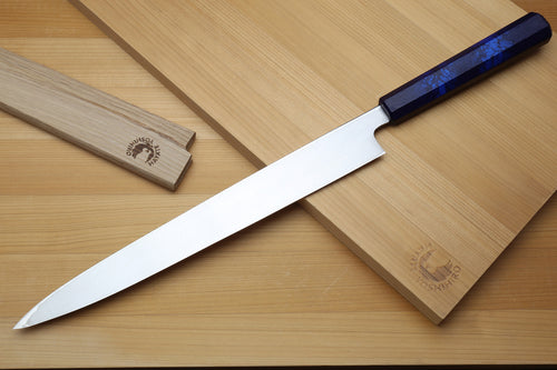 Yoshihiro Inox Stainless Steel Yanagi Sushi Sashimi Japanese Knife with Saya Cover - Handle Type B