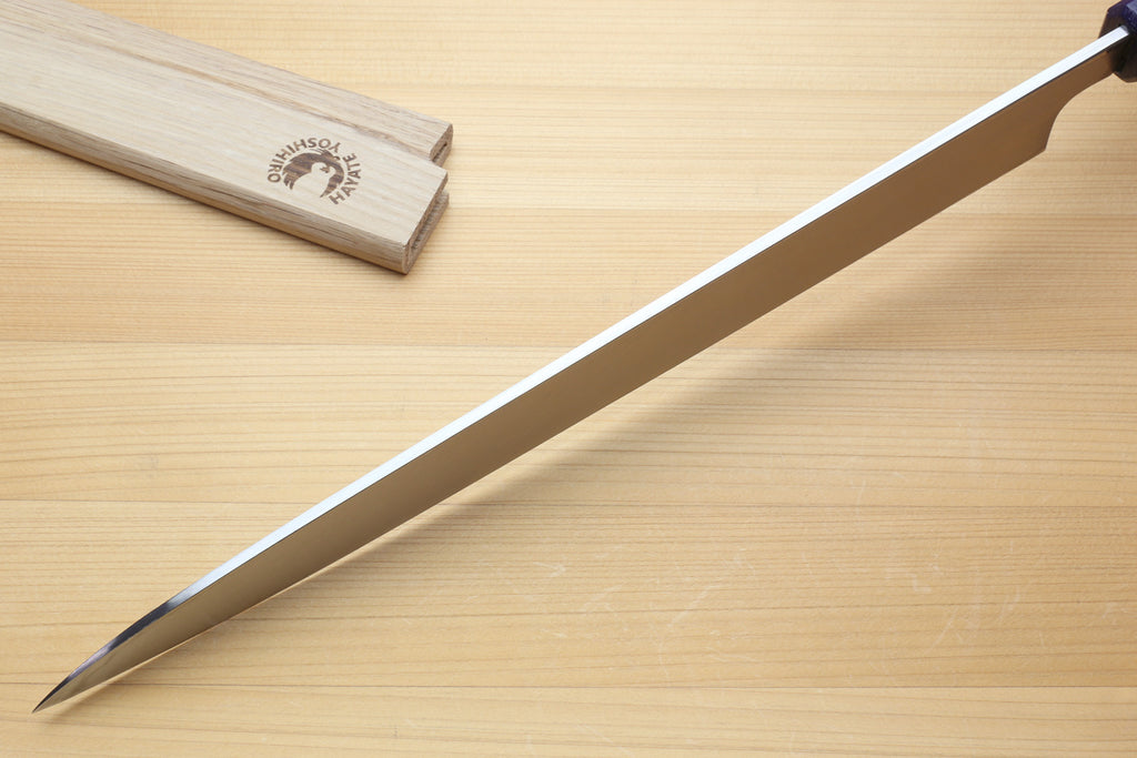 Yoshihiro Inox Stainless Steel Yanagi Sushi Sashimi Japanese Knife with Saya Cover - Handle Type B