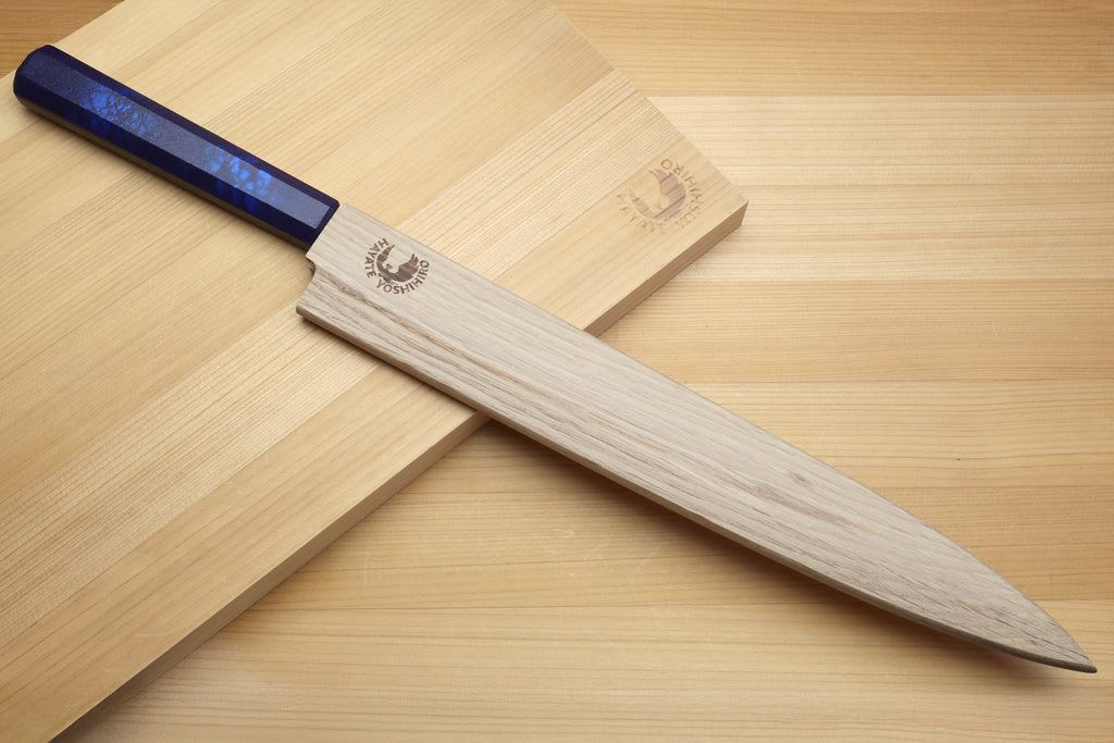 Yoshihiro Inox Stainless Steel Yanagi Sushi Sashimi Japanese Knife with Saya Cover - Handle Type B