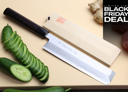 (BF Sale) Yoshihiro Kasumi White Steel Edo Usuba Traditional Japanese Vegetable Chopping Chef Knife, Rosewood Handle (Blade Length 7" (180mm))