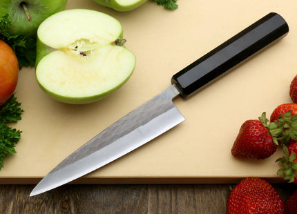 Yoshihiro Kurouchi Black-Forged Blue Steel Stainless Clad Gyuto Chefs Knife and Petty Utility Knife 2PC SET (Ebony Handle)