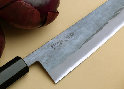 Yoshihiro Kurouchi Black-Forged Blue Steel Stainless Clad Gyuto Chefs Knife (Ebony Handle)