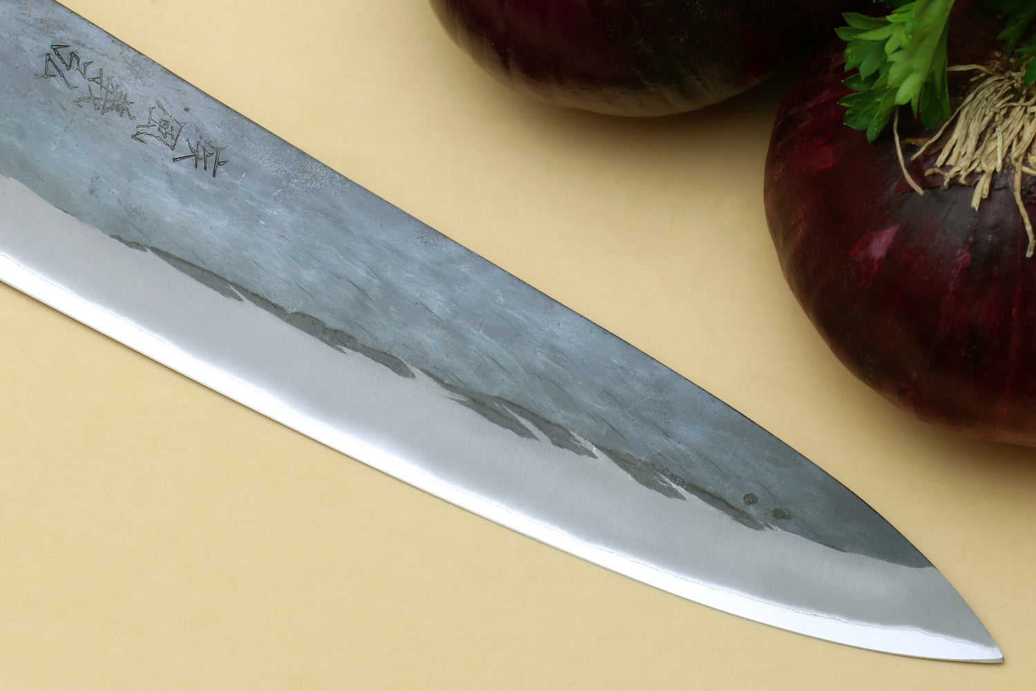 Yoshihiro Kurouchi Black-Forged Blue Steel Stainless Clad Gyuto Chefs Knife (Ebony Handle)