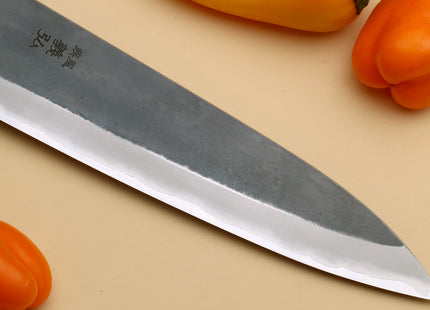 Yoshihiro Kurouchi Black-Forged Blue Steel Stainless Clad Gyuto Chefs Knife Kaede wood Handle