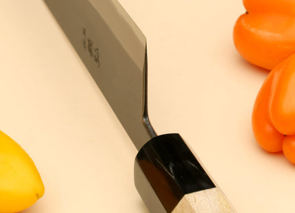 Yoshihiro Kurouchi Black-Forged Blue Steel Stainless Clad Gyuto Chefs Knife Kaede wood Handle