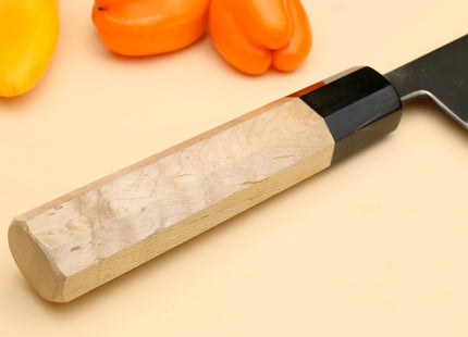 Yoshihiro Kurouchi Black-Forged Blue Steel Stainless Clad Gyuto Chefs Knife Kaede wood Handle