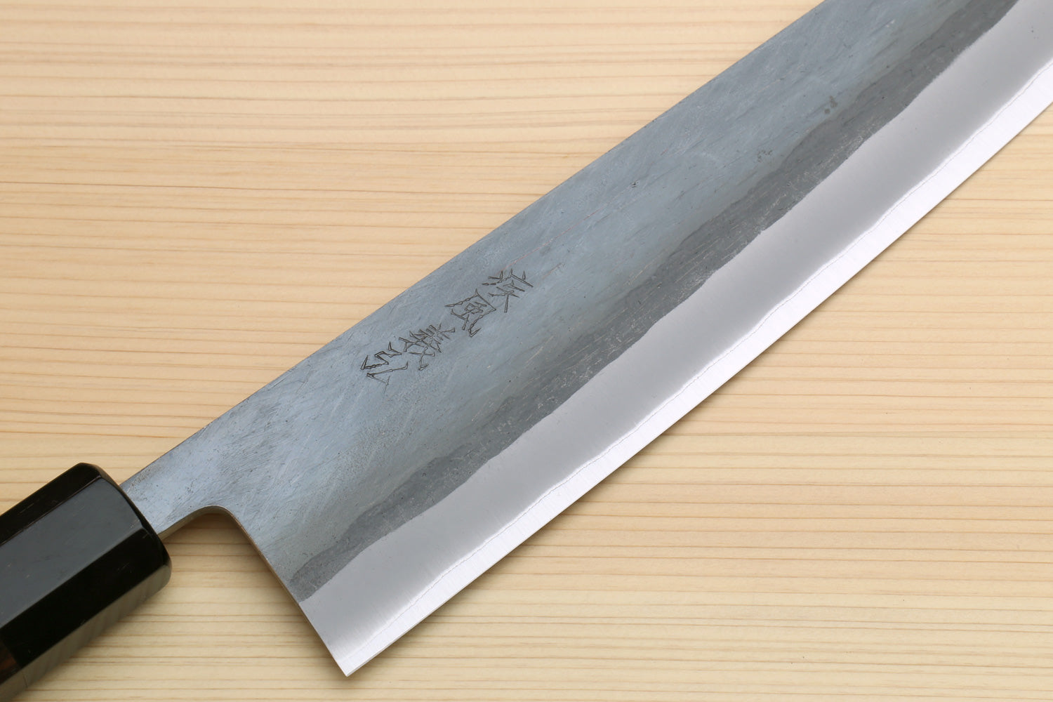 Yoshihiro Kurouchi Black-Forged Blue Steel Stainless Clad Kiritsuke Multipurpose Chef Knife (Ebony Handle)